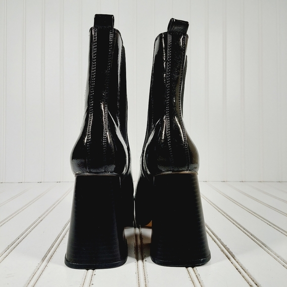 NEW Circus by Sam Edelman Stace Black Patent Chunky Platform Ankle Boots K440 - Picture 6 of 12